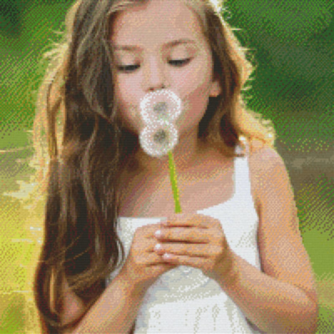 Little Girl Blowing Dandelion Twenty [20] Baseplate PixelHobby Mini-mosaic Art Kit image 0